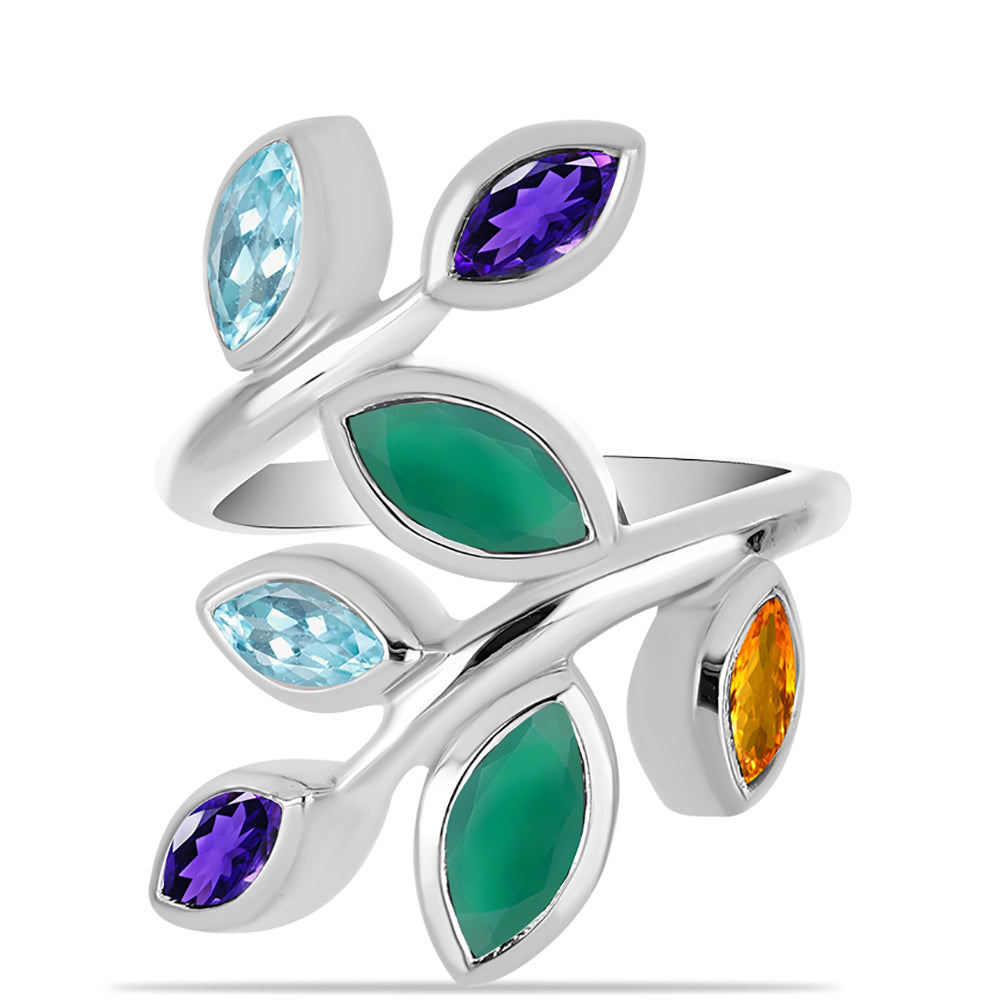 Stříbrný Prsten s Marockým Ametystem a se Zeleným Achátem 1 