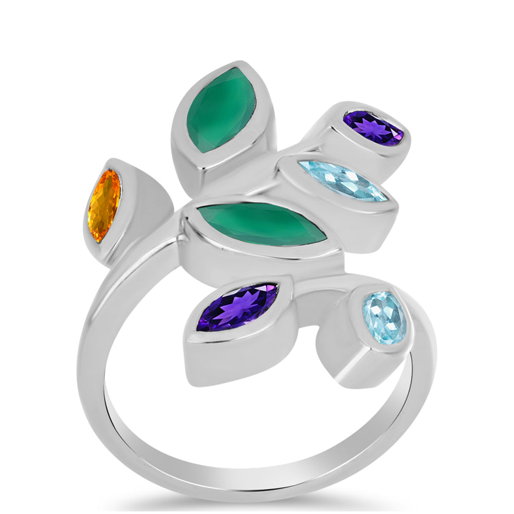 Stříbrný Prsten s Marockým Ametystem a se Zeleným Achátem 3 