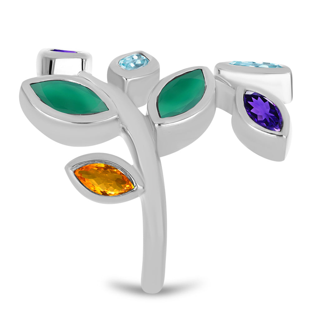 Stříbrný Prsten s Marockým Ametystem a se Zeleným Achátem 4 