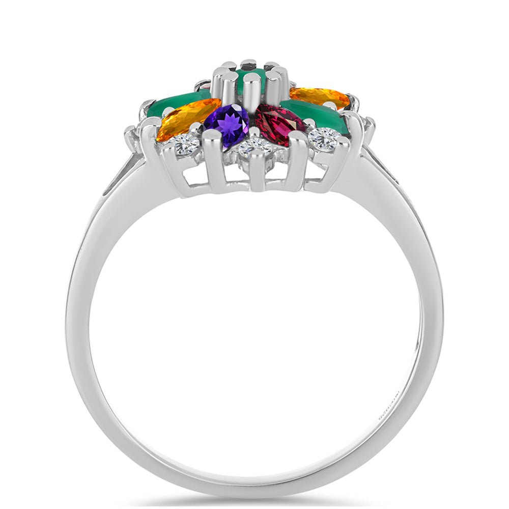 Stříbrný Prsten s Marockým Ametystem a se Zeleným Achátem 2 