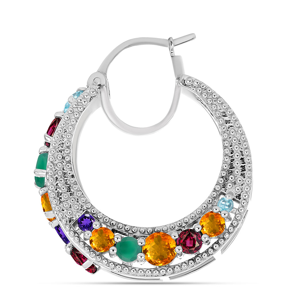 Stříbrné Náušnice s Marockým Ametystem a se Zeleným Achátem 2 