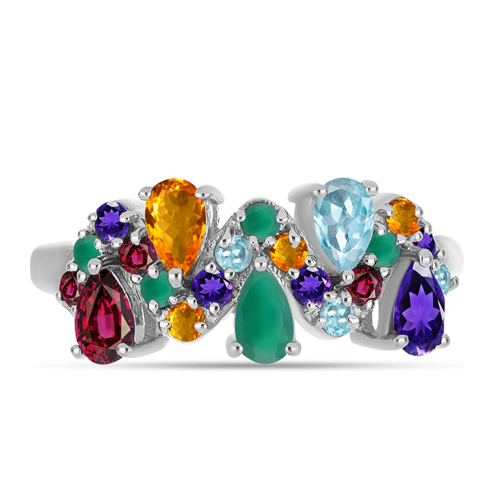 Stříbrný Prsten s Marockým Ametystem a se Zeleným Achátem 1 