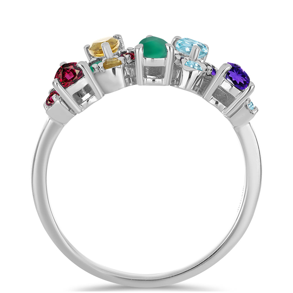 Stříbrný Prsten s Marockým Ametystem a se Zeleným Achátem 2 