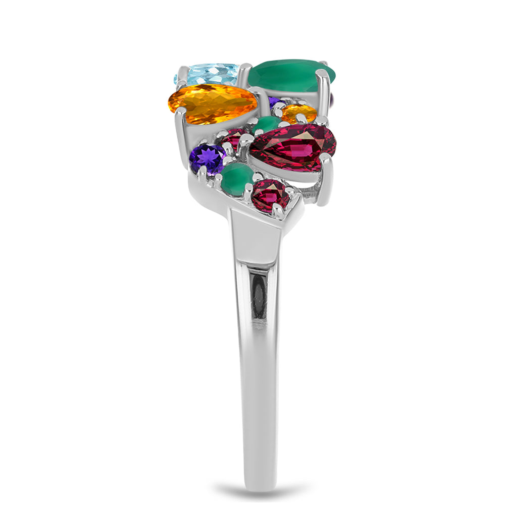 Stříbrný Prsten s Marockým Ametystem a se Zeleným Achátem 4 