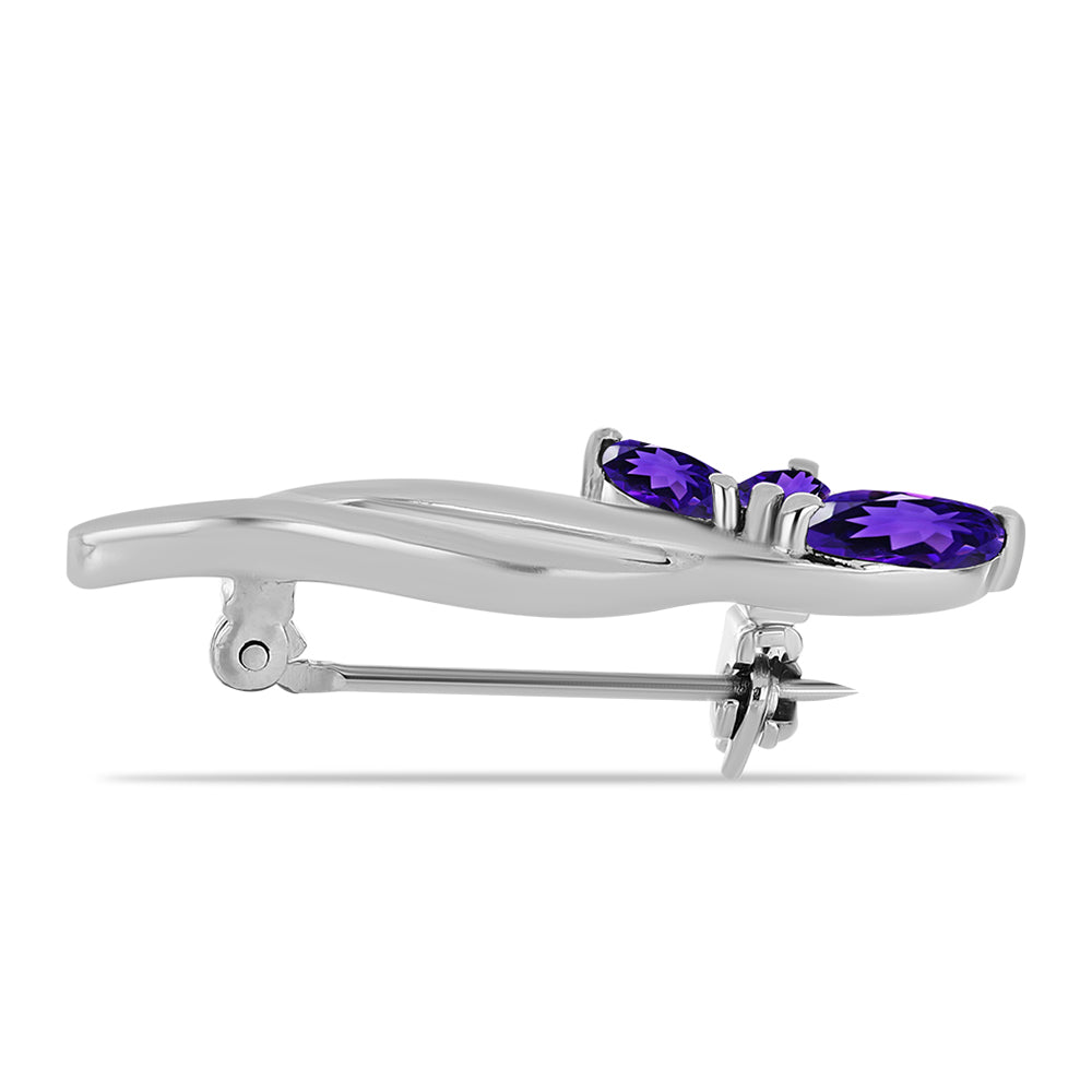 Stříbrný Brož s Marockým Ametystem