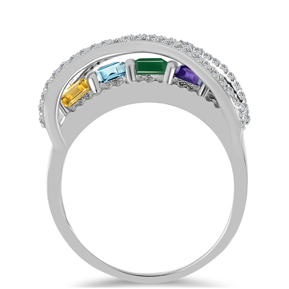 Stříbro 925/1000 Prsten s Marockým Ametystem a se Zeleným Achátem - Karátové číslo: 3.44. přibližná hmotnost: 5.31 gramů 2 