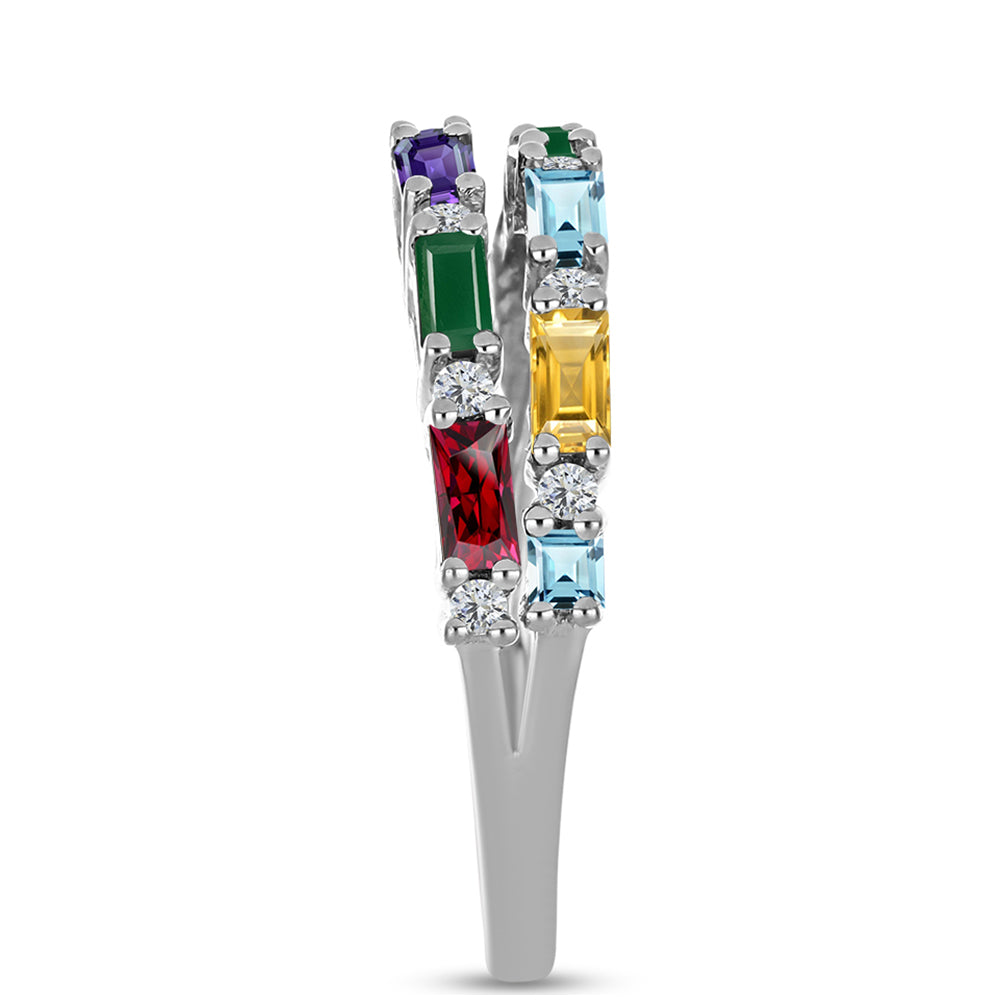 Stříbrný Prsten s Marockým Ametystem a se Zeleným Achátem 4 