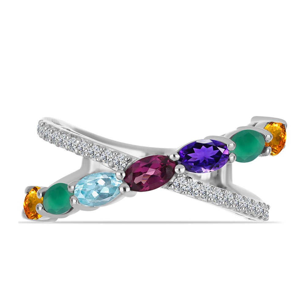 Stříbrný Prsten s Marockým Ametystem a se Zeleným Achátem 1 