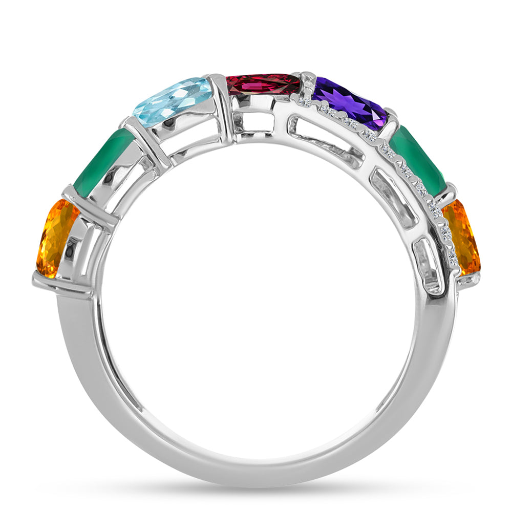 Stříbrný Prsten s Marockým Ametystem a se Zeleným Achátem 2 