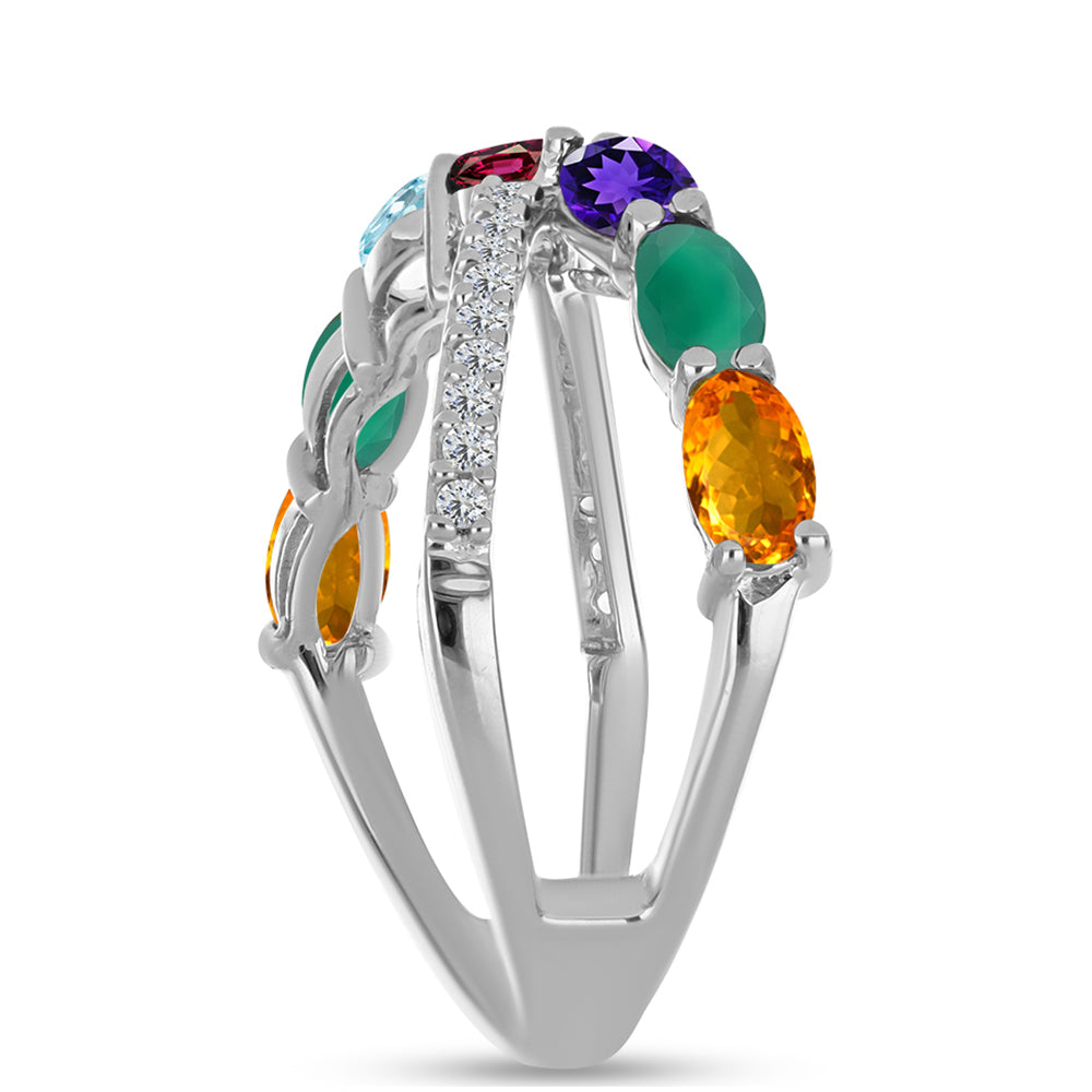 Stříbrný Prsten s Marockým Ametystem a se Zeleným Achátem 4 