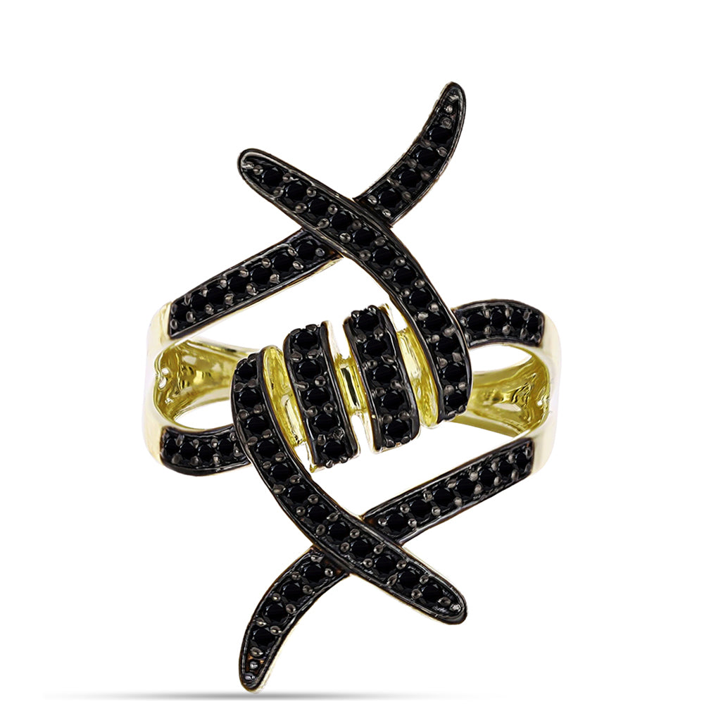 Pozlacený Stříbrný Prsten s Černým spinelem 1 