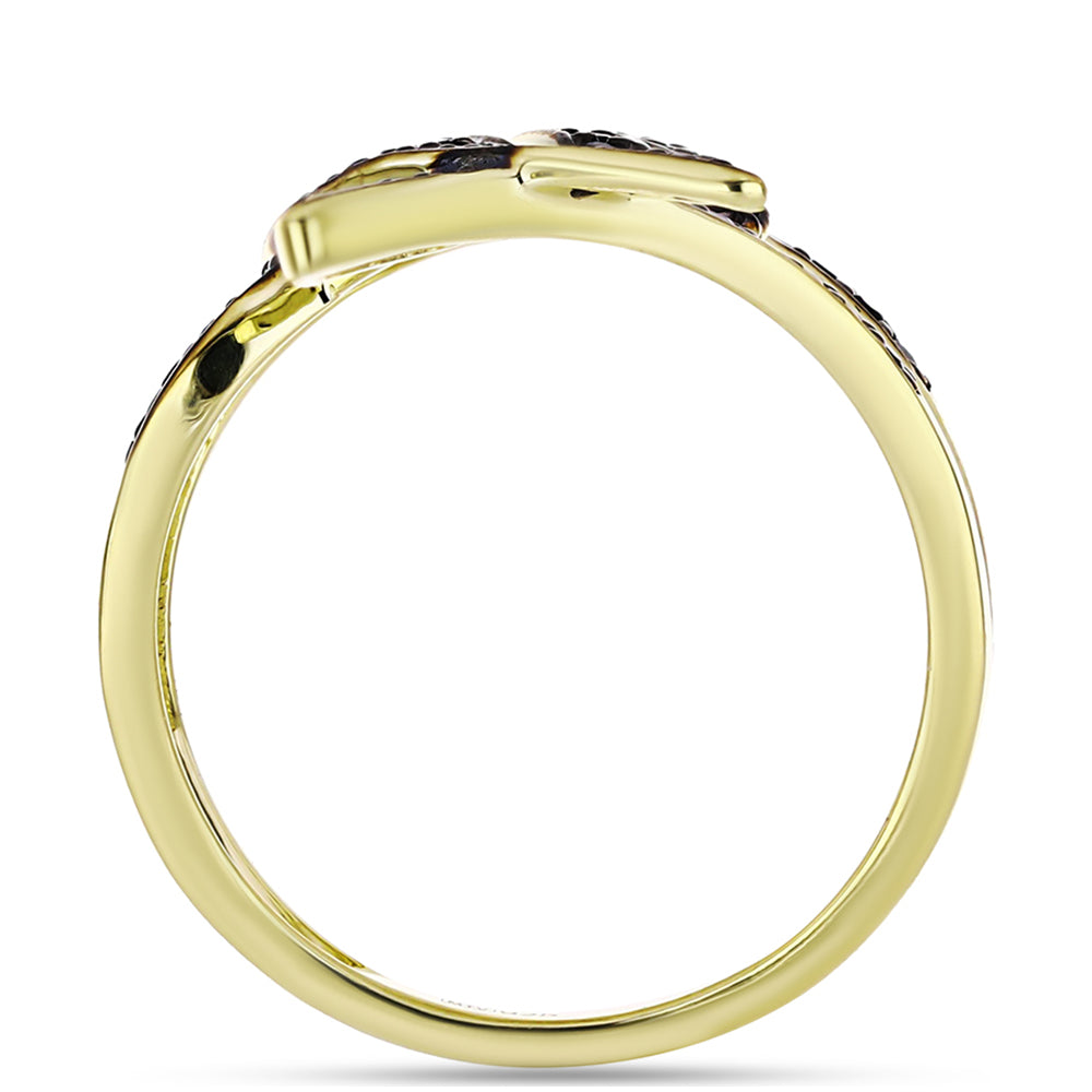 Pozlacený Stříbrný Prsten s Černým spinelem 2 