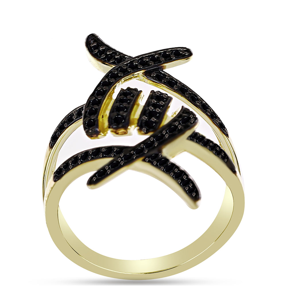 Pozlacený Stříbrný Prsten s Černým spinelem 3 