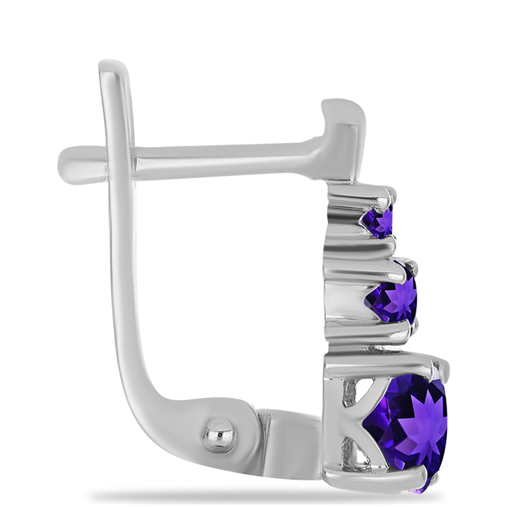 Stříbrné Náušnice s Marockým Ametystem