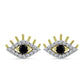 Pozlacené Stříbro 925/1000 - Náušnice s Černým spinelem a Bílým Topazem - Karátové číslo: 0.55. přibližná hmotnost: 1.52 gramů