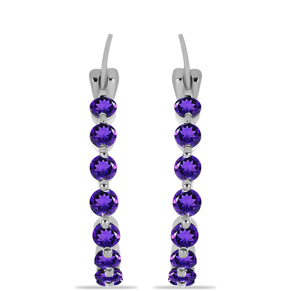 Stříbrné Náušnice s Marockým Ametystem