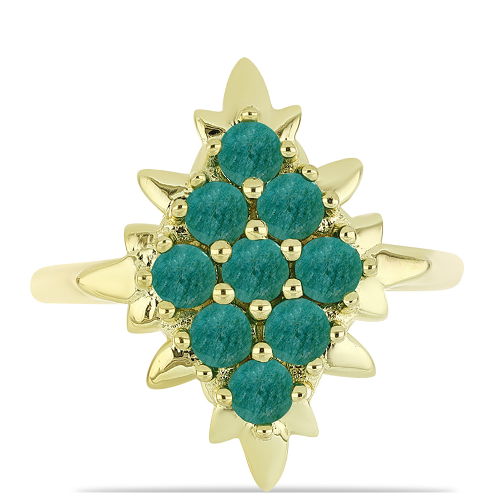 Pozlacené stříbro 925/1000 Prsten s Amazonitem - Karátové číslo: 1.23. přibližná hmotnost: 4.64 gramů 1 