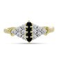 Pozlacené stříbro 925/1000 Prsten s Černým spinelem a Bílým Topazem - Karátové číslo: 0.66. přibližná hmotnost: 2.44 gramů