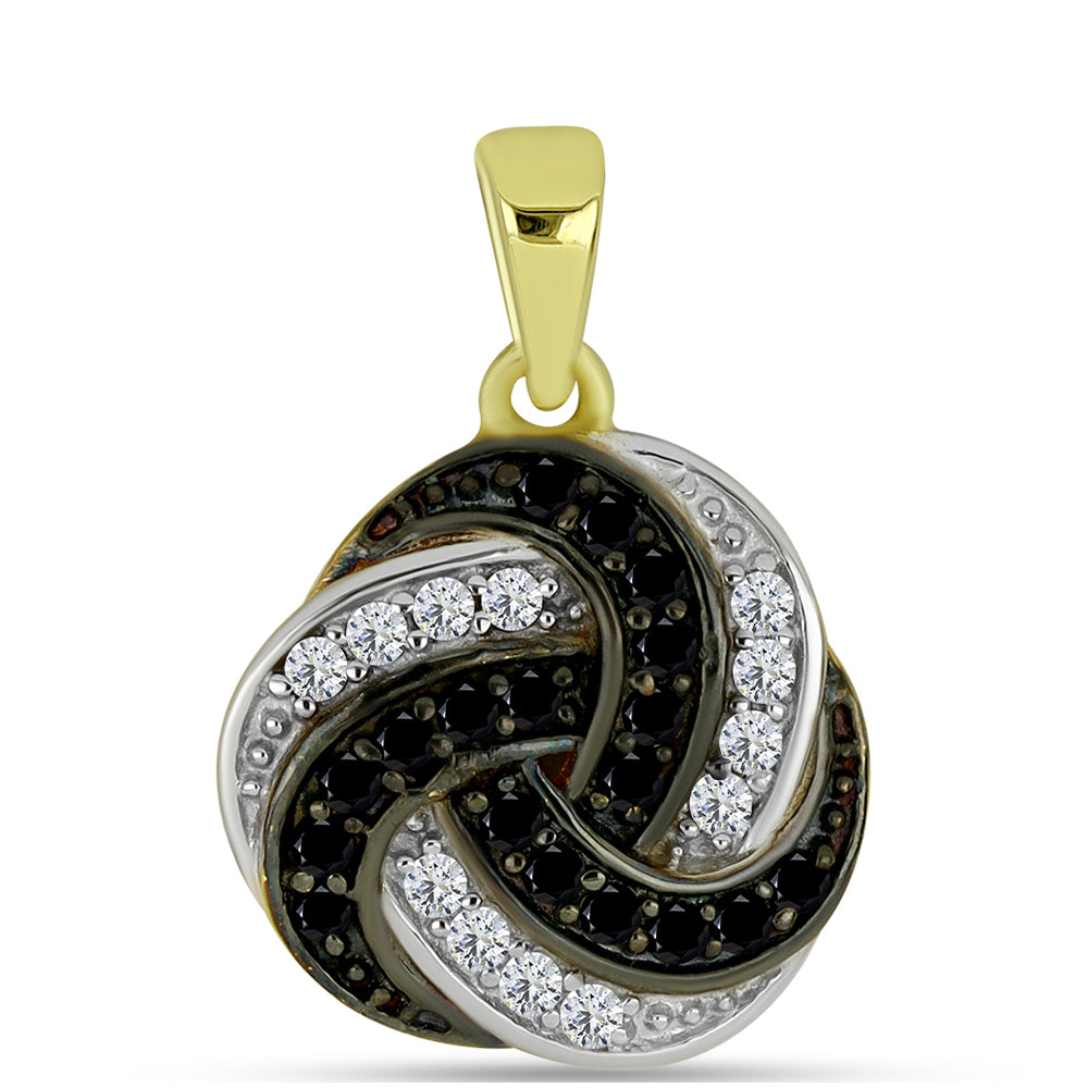 Pozlacený Stříbrný Přívěsek s Černým spinelem a Bílým Topazem