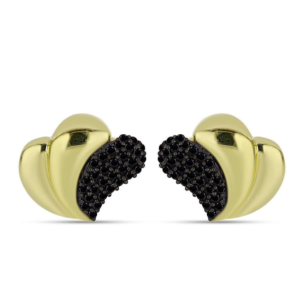 Pozlacené Stříbro 925/1000 - Náušnice s Černým spinelem - Karátové číslo: 0.48. přibližná hmotnost: 3.42 gramů