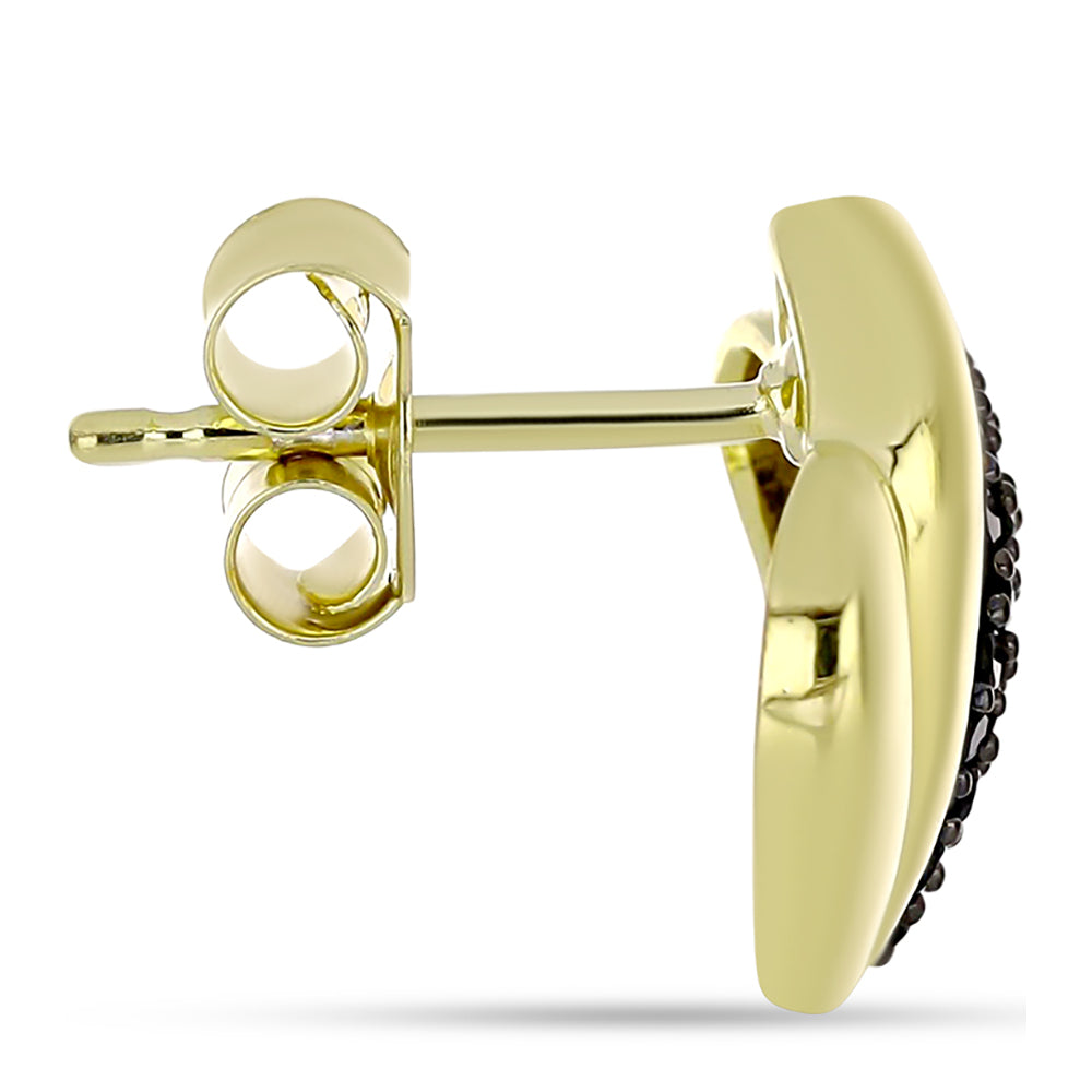 Pozlacené Stříbro 925/1000 - Náušnice s Černým spinelem - Karátové číslo: 0.48. přibližná hmotnost: 3.42 gramů 2 