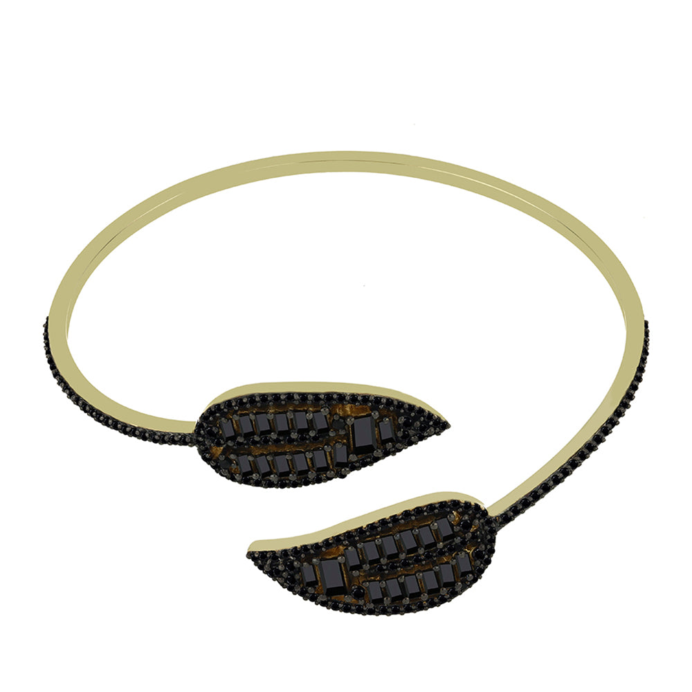 Pozlacený Stříbrný Náramek s Černým spinelem