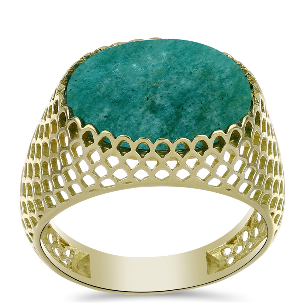 Pozlacený Stříbrný Prsten s Amazonitem