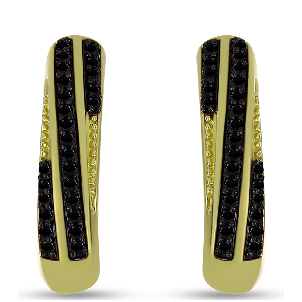 Pozlacené stříbro 925/1000 Náušnice s Černým spinelem - Karátové číslo: 0.57. přibližná hmotnost: 5.61 gramů 1 