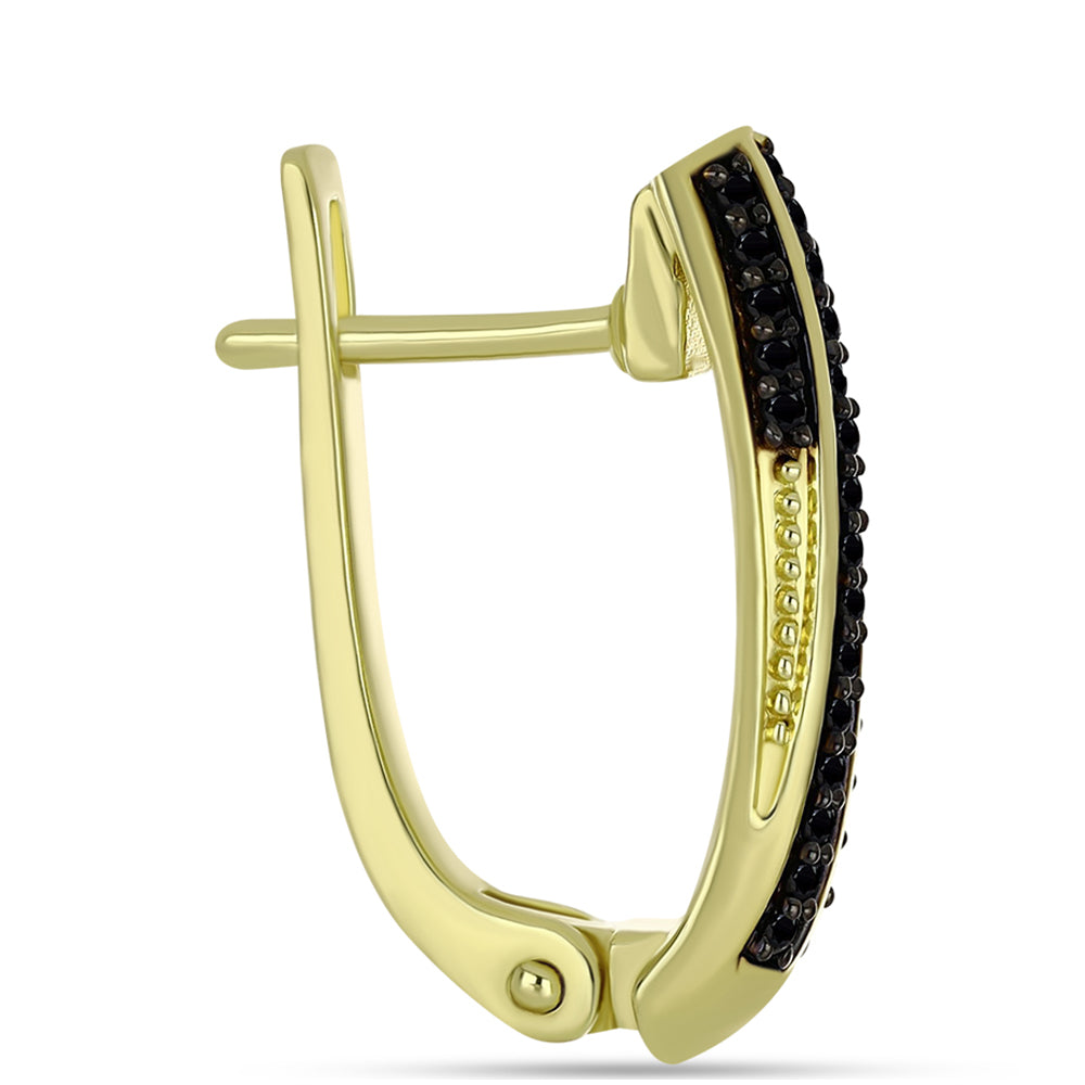 Pozlacené stříbro 925/1000 Náušnice s Černým spinelem - Karátové číslo: 0.57. přibližná hmotnost: 5.61 gramů