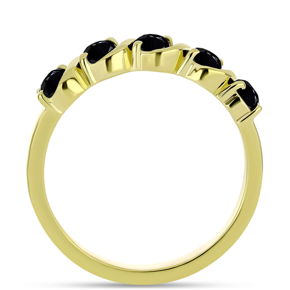 Pozlacené Stříbro 925/1000 - Prsten s Černým spinelem - Karátové číslo: 0.66. přibližná hmotnost: 2.27 gramů