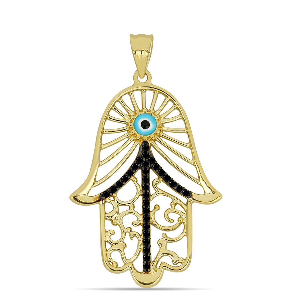 Pozlacený Stříbrný Přívěsek s Černým spinelem