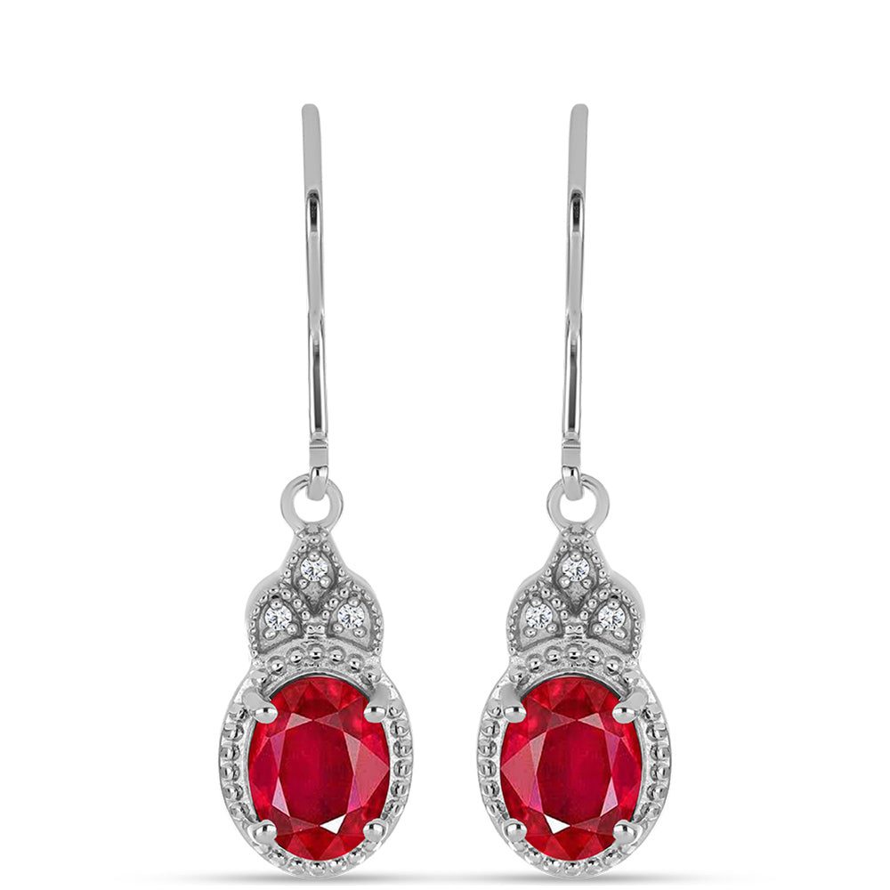 Stříbrné Náušnice s Červeným Achátem a Bílým Topazem 1 