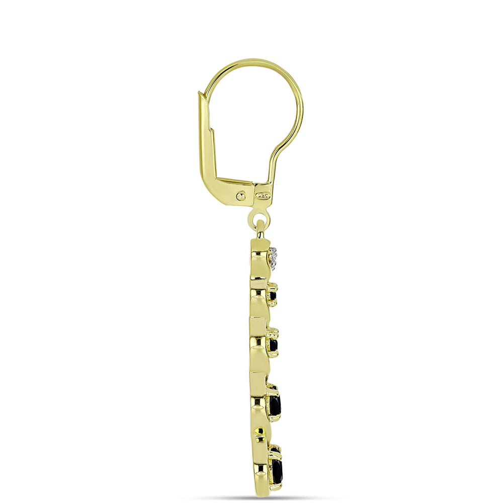 Pozlacené stříbro 925/1000 Náušnice s Černým spinelem a Bílým Topazem - Karátové číslo: 1.14. přibližná hmotnost: 3.63 gramů 2 