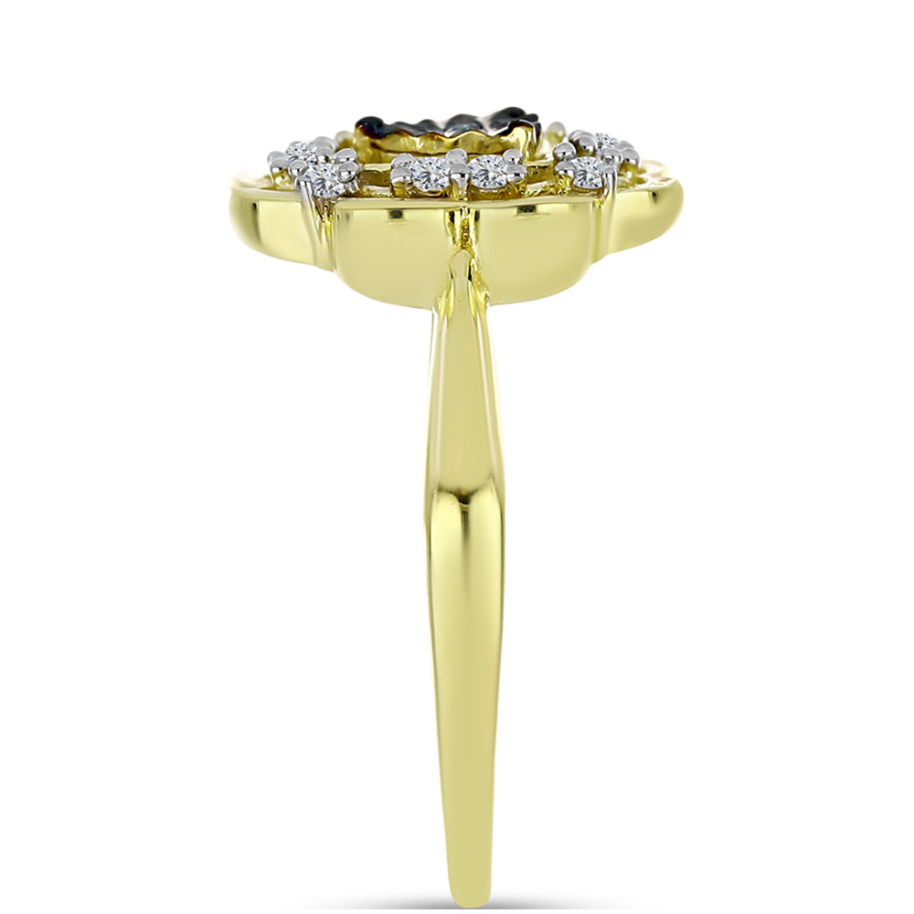 Pozlacený Stříbrný Prsten s Modrým Diamantem a Bílým Topazem 4 