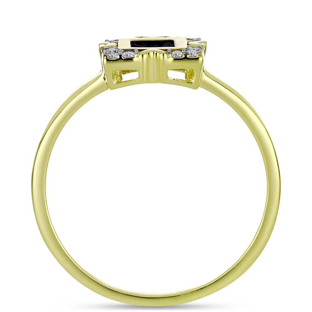 Pozlacené Stříbro 925/1000 - Prsten s Modrým Diamantem a Bílým Topazem - Karátové číslo: 0.12. přibližná hmotnost: 2.58 gramů 2 