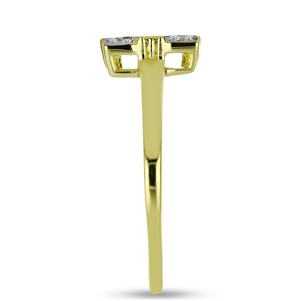 Pozlacené Stříbro 925/1000 - Prsten s Modrým Diamantem a Bílým Topazem - Karátové číslo: 0.12. přibližná hmotnost: 2.58 gramů 4 