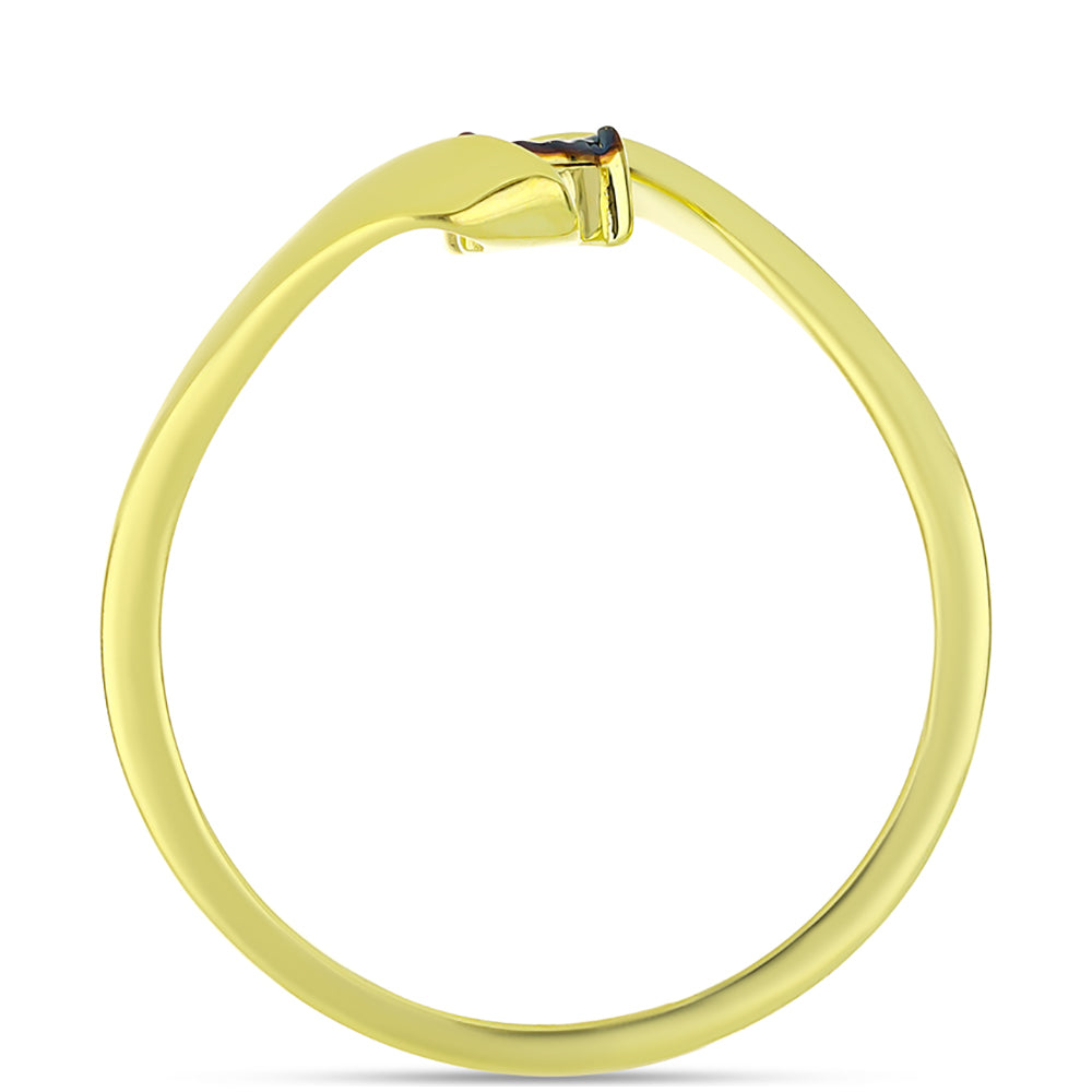 Pozlacené Stříbro 925/1000 - Prsten s Modrým Diamantem - Karátové číslo: 0.01. přibližná hmotnost: 1.93 gramů