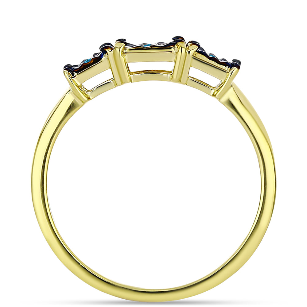 Pozlacený Stříbrný Prsten s Modrým Diamantem 2 