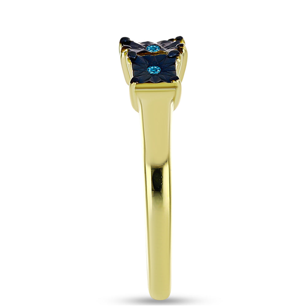 Pozlacený Stříbrný Prsten s Modrým Diamantem 4 
