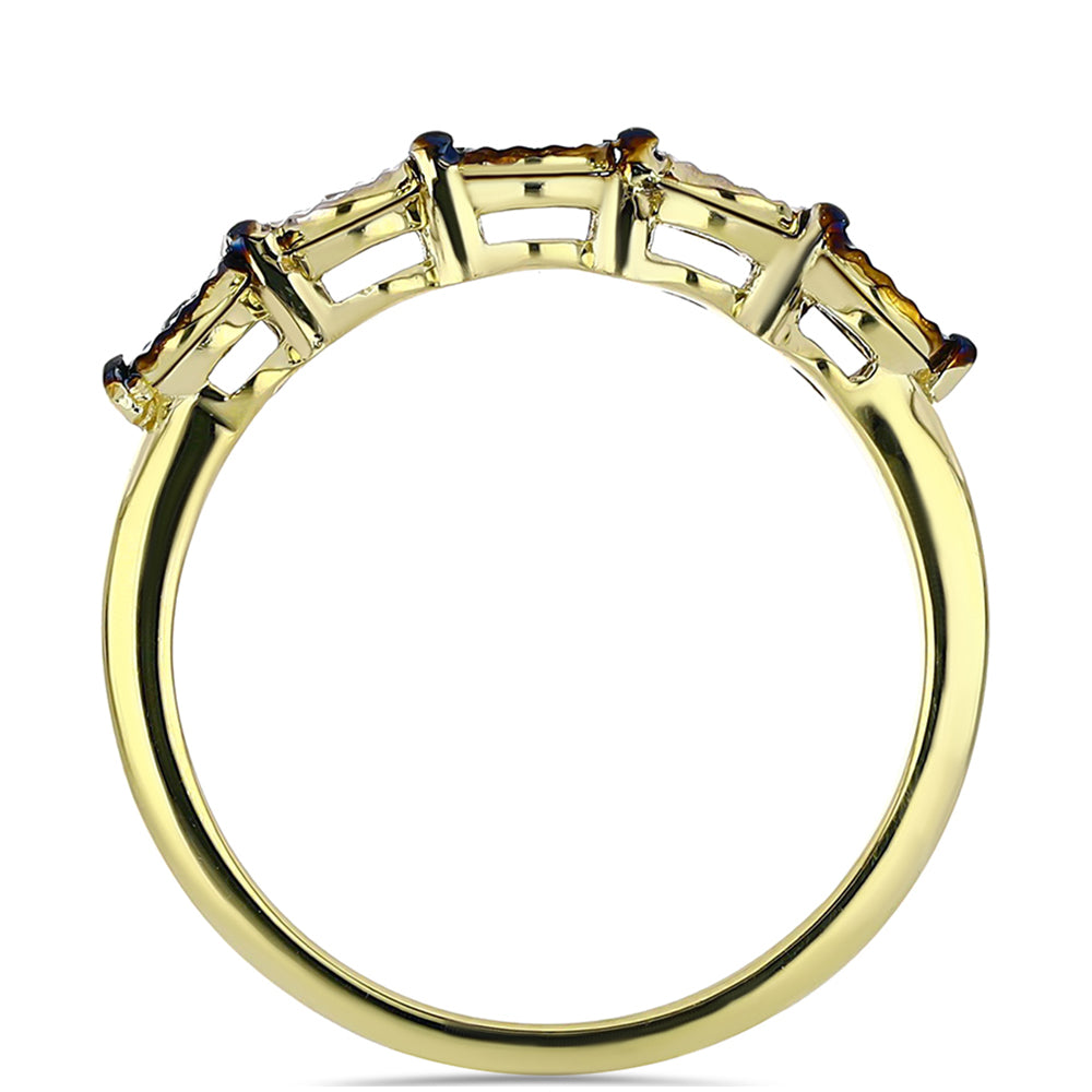 Pozlacené Stříbro 925/1000 - Prsten s Modrým Diamantem a Bílým Topazem - Karátové číslo: 0.04. přibližná hmotnost: 2.14 gramů