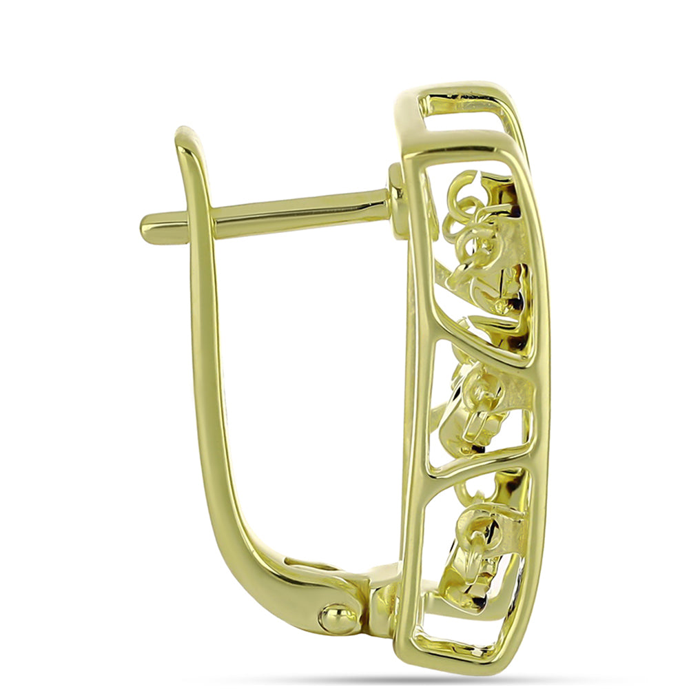 Pozlacené Stříbro 925/1000 - Náušnice s Modrým Diamantem - Karátové číslo: 0.04. přibližná hmotnost: 5.51 gramů 2 