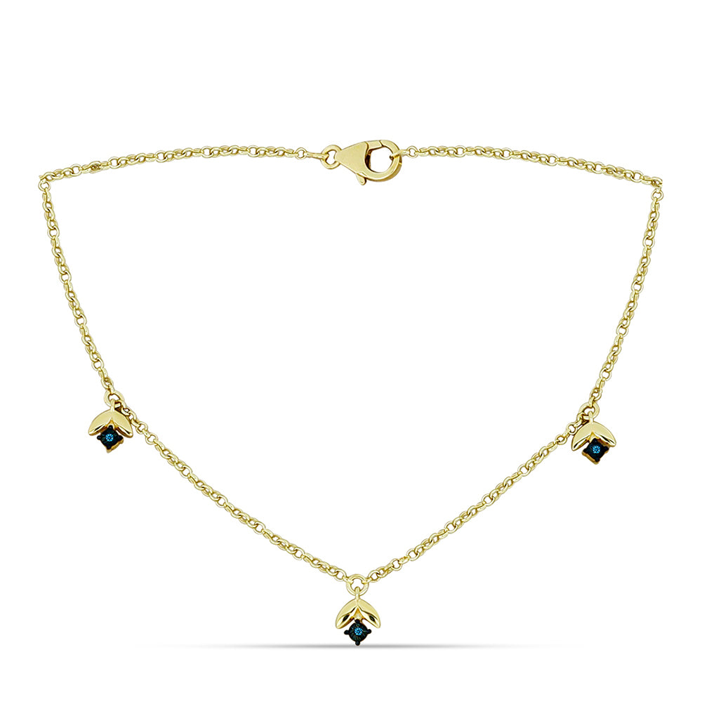 Pozlacený Stříbrný Náhrdelník s Modrým Diamantem
