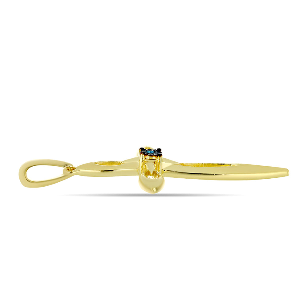 Pozlacené Stříbro 925/1000 - Přívěsek s Modrým Diamantem - Karátové číslo: 0.01. přibližná hmotnost: 2.28 gramů 2 