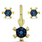 Pozlacené Stříbro 925/1000 - Sada s Modrým Diamantem - Karátové číslo: 0.02. přibližná hmotnost: 1.75 gramů ( Náušnice+Přívěsek )