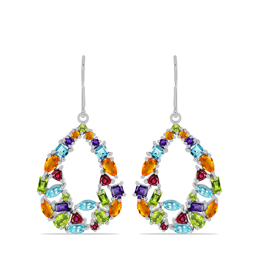 Stříbrné Náušnice s Marockým Ametystem a Čchang-pajským Peridotem 1 