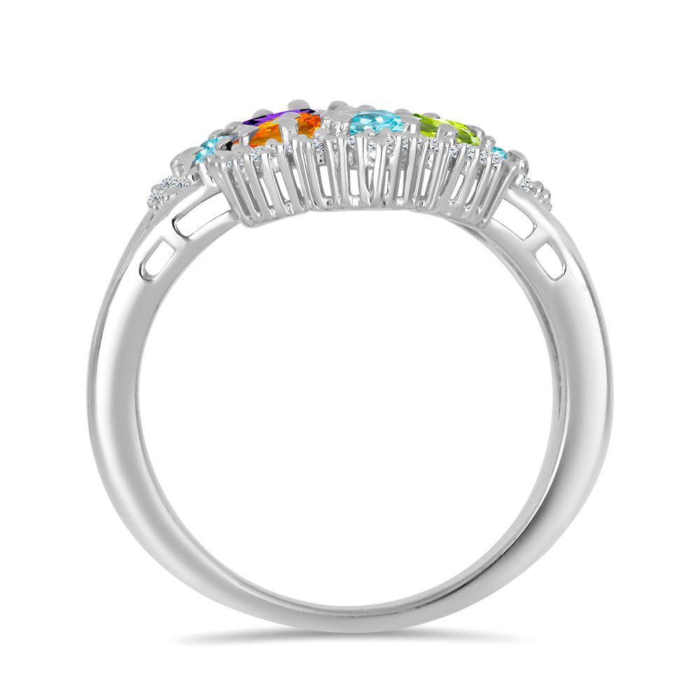 Stříbrný Prsten s Marockým Ametystem a Čchang-pajským Peridotem