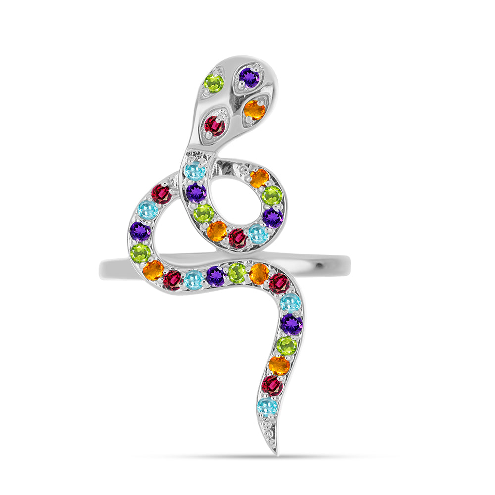 Stříbrný Prsten s Marockým Ametystem a Uralským Citrínem