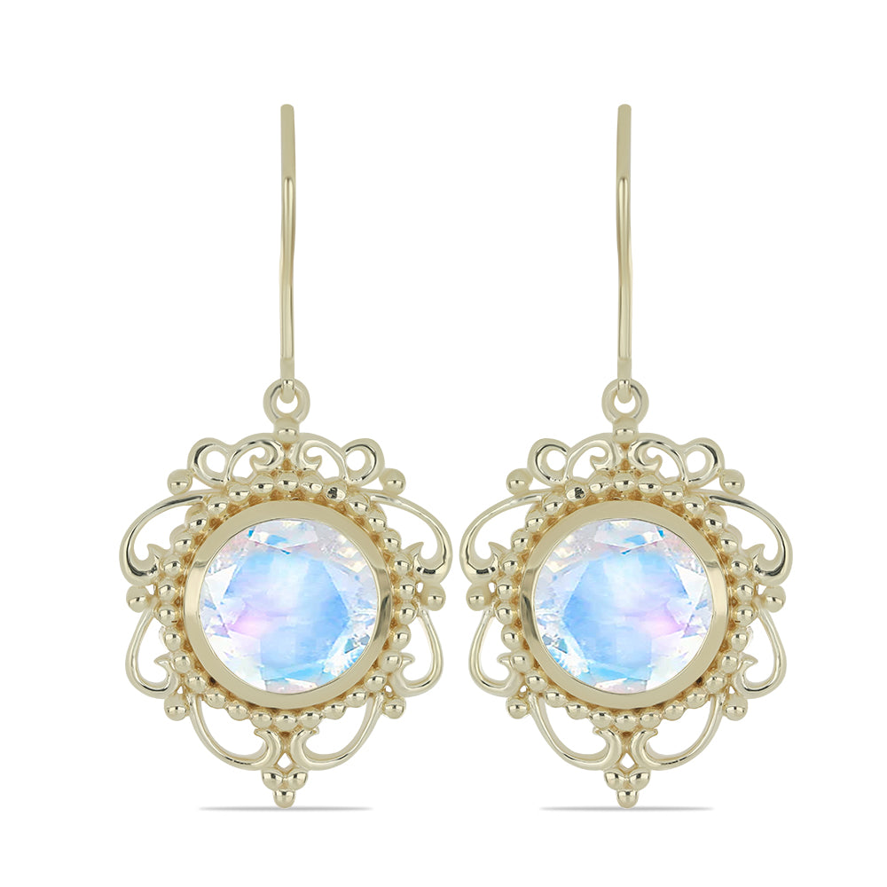 Pozlacené Stříbrné Náušnice s Duhovým Měsíčním Kamenem 1 