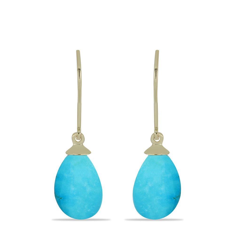 Pozlacené Stříbro 925/1000 - Náušnice s Tyrkysem Sleeping Beauty - Karátové číslo: 10.06. přibližná hmotnost: 3.14 gramů 1 