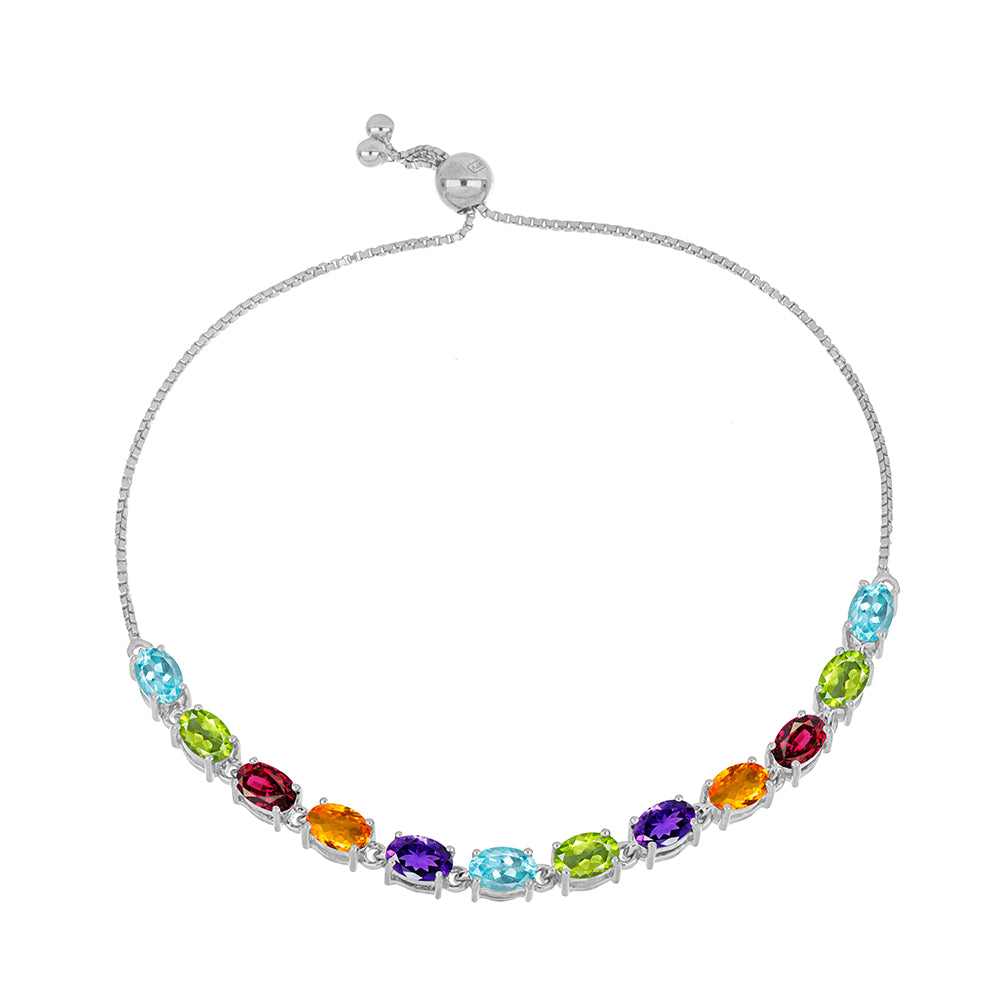 Stříbrný Náramek s Marockým Ametystem a Čchang-pajským Peridotem 1 